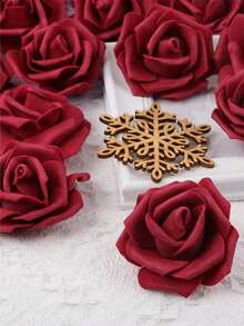 30/50pcs Burgundy Artificial Roses, Foam Fake Flowers, Used For Decoration, Suitable For Outdoor Wedding Decor, Room Decor, Home Decor, Birthday Gift, Bouquet Centerpiece, Holiday Gift - Burgundy - View 3