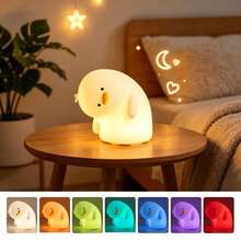 GLOOPRO 1 pieza Luz nocturna encantadora con forma de pato hecha de silicona, control táctil de 3 niveles de brillo, recargable por USB con temporizador, iluminación suave para dormitorio, escritorio, regalo de Navidad y cumpleaños para amigos y familia - Luz nocturna de silicona con forma de pato encantador - Ver 12