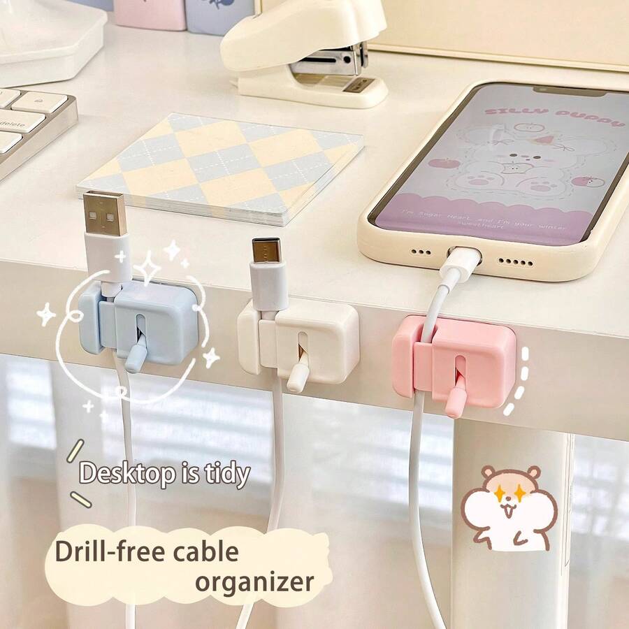 桌面線材收納器-簡易免鑽孔邊緣安裝式充電線與數據線固定座 - 彩色 - 查看 1