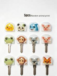 1/5/8-Pack Fun Identification Soft Animal Print Silicone Key Covers With Key Rings - Colorful Key Caps For Easy Key Recognition At Home & Office - Ideal For Family & Colleagues, Perfect Gift For Any Occasion - View 17