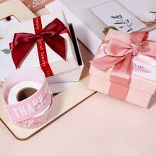 120pcs Pink Long Strip English Thank You Doodle Roll Stickers THANK YOU FOR YOUR ORDER 75*25MM Very Suitable For Small Business Owners Baking Catering Packaging DIY Decoration Candy Bags Flower Gift Boxes Cake Boxes And Packaging Wedding Stickers Christmas, New Year And Other Holiday Parties - Pink English Thank You - View 5