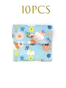1/5/10/20pcs Fresh Floral Snap Button Jewelry Bags, Made Of Soft And Durable Fabric, Paired With Exquisite Gold Snap Buttons, Compact And Space-Saving. - Multicolor - View 14