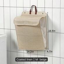 Solid Wood Frame Folding Laundry Basket, Japanese Nordic Style Fabric Laundry Bin, Portable Home Storage Basket, Suitable For Bathroom, Bedroom And Home - Beige - View 17