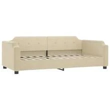 vidaXL Lit de jour extensible avec tiroirs et matelas, canapé-lit d'appoint pour chambre ou salon, canapé-lit gigogne, tissu crème 80 x 200 cm - Crème - Voir 6