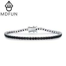MDFUN 18K白金鍍層 3mm圓形黑色奈米網球手鍊 中性珠寶 - 黑色 - 查看 2