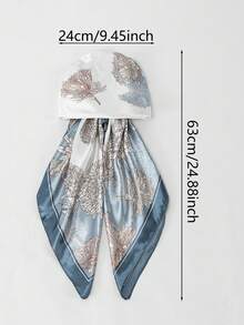 1件裝女款棕色花卉印花易穿戴頭巾帽，印花緞面彈性頭巾，方便佩戴 - 咖色 - 查看 7