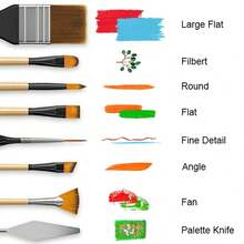 Dom Delfim 35pcs Paint Brushes + 1pc Brush Storage Bag + 1pc Palette Knife - Black - D - View 6