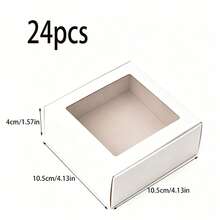 48/36/24/12/2pcs White Small Gift Boxes With Transparent Window, Jewelry, Soap, Candy Boxes, Handmade Crafts Packaging, Flat Bulk Pack, Suitable For Gifts, Crafts, Weddings, Parties, Bridal Showers, Brides, Wedding Decor, Birthday Decor - White - View 25