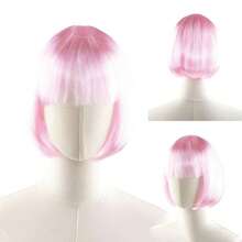 1pc Fashion Short Wig With Bangs, Multi-Color Anime Cosplay Wig, Short Straight Synthetic Bob Wig, Blonde Bob Wig With Bangs, Women's Short Blonde Wig, Suitable For Cosplay, Festivals, Anime Conventions, Celebrations, Fluorescent Multi-Color Cosplay - Multicolor - View 26