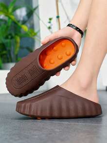 Outdoor Breathable High-Quality Women's Clogs, Outdoor Non-Slip Women's Sandals, Lightweight Breathable Women's Beach Shoes, Soft Comfortable Garden Shoes, Thick Sole Wear-Resistant Women's Casual Shoes, Plus Size 36-47 Women's Shoes (Hand-Painted Sole, Asymmetrical Pattern) - Brown - View 8