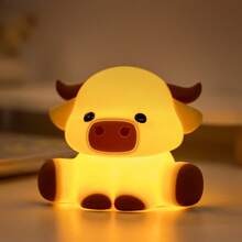 GLOOPRO Night Light In The Shape Of A Highland Cow, Nursery Decorative Light, Soft Silicone, 3-Level Dimming, Perfect Sleep Companion, Bedroom Night Light, Touch-Sensitive, USB-Rechargeable, Auto Shut-Off After 30 Minutes, Children's Holiday Gift - Highland Cow Night Lights - View 3