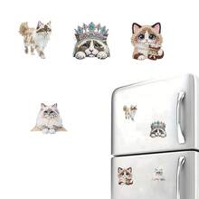 4pcs Diamond Art Refrigerator Magnets Ragdoll Cat Diamond Painting Decoration DIY Diamond Painting Magnet Kit Suitable For DIY Crafts Gifts Refrigerator Mailbox Decoration - View 1