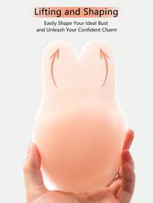 vfvQueen 1 Pair Large Silicone Nipple Covers, Rabbit Ear Shape Self-Adhesive Nipple Covers, Strapless Invisible Silicone Nipple Covers, Soft And Skin-Friendly, Suitable For Strapless Bras, Adhesive Silicone Nipple Covers With Lifting Function - Multicolor - View 4