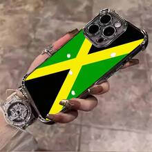 Jamaican National Flag Unique Design Collage Pattern Suitable For Aesthetic Electroplated TPU Casing For Iphone 17 16 15 14 13 12 11 PRO PLUS MAX AIR  S26 Four Corners Anti-Fall Transparent Casual Soft Silicone Premium Phone Cases L1842 - Silver - View 8