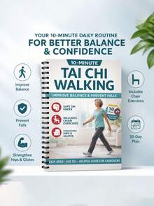 10-Minute Tai Chi Walking 30-Day Guide, Tai Chi Walking Practice Book, Gentle Exercise Plan For Adults Over 50, Restore Strength, Flexibility And Balance - Gentle Chair Yoga Exercises, For Home And Office Use, Senior Chair Exercises, Simple Illustrations - Multicolor - View 3