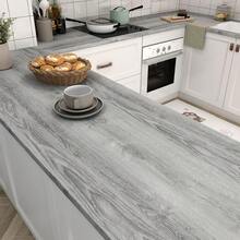1 rollo de papel tapiz autoadhesivo de roble gris engrosado, película para encimeras rasgable, pegatina removible e impermeable para renovación de muebles, papel tapiz de PVC estilo industrial; tamaño 15.7*393.7 pulgadas, panel decorativo de pared rasgable, acabado de superficie de pared, decoración del hogar primaveral, renovación del hogar, pegatina decorativa de la serie Rama - A - Ver 10