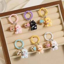 Floral Bell Pendant O-Ring Keychain Bag Charm, Cute Cartoon Bag Pendant, Versatile Fashion Handbag Backpack Accessory, Daily Outfit Decoration Gift - View 3
