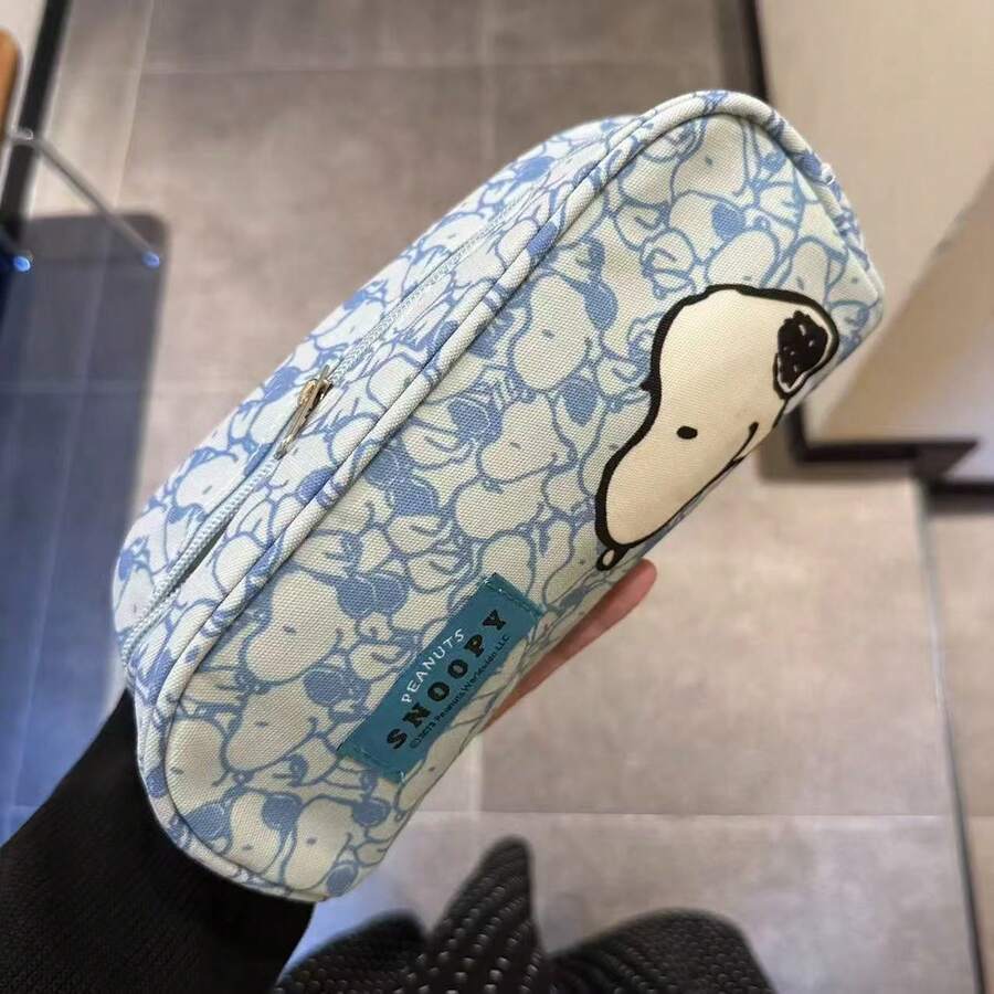 1件 Snoopy 收納袋,清新藍色印花帆布卡通設計,適合送給粉絲、家人與朋友的小禮物 - 彩色 - 查看 1