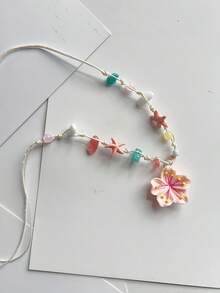 New 4-Color Flower Natural Stone Bead Handmade Woven Rope Necklace Fashion Versatile Choker Necklace Women's Jewelry - Multicolor - View 3