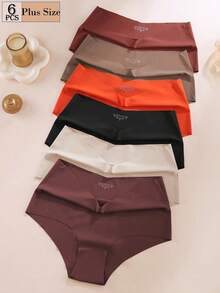 Aofeiqike 6pcs/Pack Celana Dalam Tanpa Jahitan Pinggang Tinggi Ukuran Plus, Nyaman & Bernapas, Sejuk & Nyaman - MultiWarna - View 13