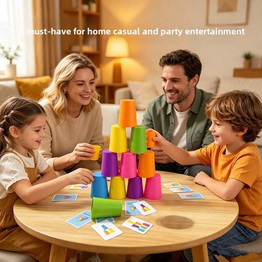 Children's Early Education Interactive Competitive Toy, Parent-Child 2-Player Desktop Game, Stress Relief Rolling Ball Storage UFO, Automatic Circular Sliding Climbing Track, Rainbow Speed Stacking Racing Cup, Focus Training Educational Tool, Casual Fun Gift For Boys And Girls