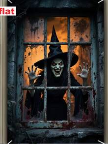 1pc Halloween Background Cloth With Scary Witch Design, High-Definition Printing On Polyester Fabric, Suitable For Halloween Parties And Birthday Props And Supplies - A - View 3