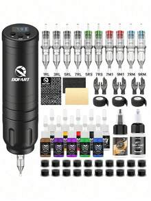 Wireless Tattoo Kit, Includes Full Set Of Tattoo Supplies Suitable For Beginners And Tattoo Artists, Includes All-In-One Tattoo Pen, Tattoo Needles, Tattoo Ink And Various Tattoo Accessories - Multicolor - View 2