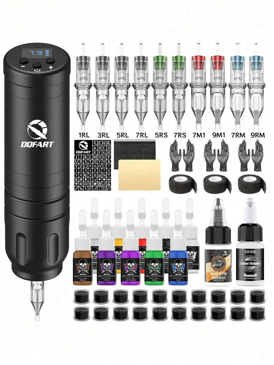 Wireless Tattoo Kit, Includes Full Set Of Tattoo Supplies Suitable For Beginners And Tattoo Artists, Includes All-In-One Tattoo Pen, Tattoo Needles, Tattoo Ink And Various Tattoo Accessories