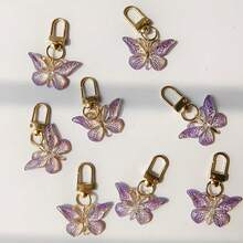 18pcs Three Door Buckle Purple Butterfly Keychain Set 6pcs Keychain 6pcs Cardboard 6pcs Purple Yarn Bag Gift Keychain Set Y2K Butterfly Pendant Keyring - View 5