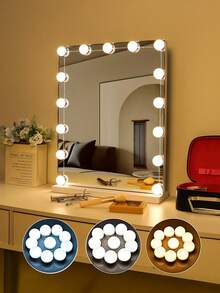 1pc Multi-Size Makeup Mirror Light, LED Makeup Mirror Bulb, USB 3-Color Makeup LED Mirror Light, Makeup Mirror Bathroom Lighting, Adjustable Brightness & Color Temperature, Rotatable Wire Organizer, 6/10/12/14 LED Options - Multicolor - View 3