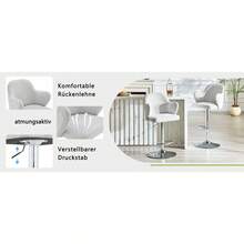 Modern Bar Stool Set (Set Of 2) / High-Quality Linen Bar Stools, -Plated Steel Frame / Easy To Install / High Load Capacity / Suitable For Home Bars And Restaurants - 淺灰色 - 查看 7