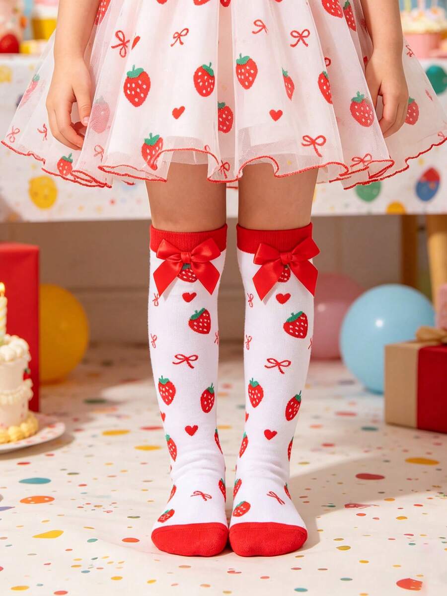 1 Pair Cute 3D Plush Capybara Print Over-The-Knee Socks, Pink Cartoon Animal High Socks, Girls Fun Socks, Children's Holiday Essential - Multicolor - View 1
