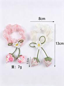 1pc Cute Strawberry Pendant Scrunchie For Girls, Suitable For Daily Wear, Back To School Season - Multicolor - View 3