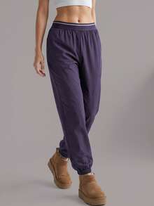 Soyun Autumn/Winter New Plush Colorblock Sanitary Pants And Sports Pants, Warm And Quick-Drying - Purple - View 5