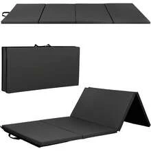 Foldable Gymnastics Tumbling Mat - Portable Thick Exercise Panel With Carrying Handles, Durable Home Gym Pad For Cheerleading Martial Arts & Stretching. - Black - View 1