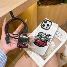 6件組彩色銀黑卡通摩托車圖案手機殼 + 充電頭保護套 + 充電線保護套 + 收納繩 + 數據線保護繩 TPU 防摔保護殼，適用於 Apple 6 7 8 XXs XR XS Max 11 12 13 14 15 16 Pro Max，適合作為情侶、女性、女兒、男朋友、女朋友、青少年女孩的生日與聖誕禮物 - 彩色 - 查看 5
