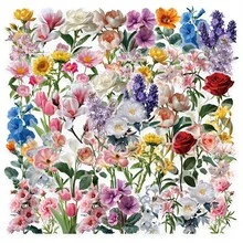 40pcs/Pack Vintage Floral Plant Notebook Decorative Stickers PET Material Decorative Stickers Suitable For Scrapbook Labels, Diary, Stationery, Photo Album, Phone Book, Notebook, Planner, Back To School School Supplies - Multicolor - View 2