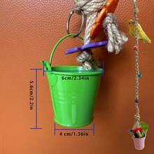 1pc Durable Hemp Rope Hand-Woven Parrot Climbing Swing, Bird Cage Toy With Colorful Wooden Beads And Round Swing, Helps Birds Chew And Relieve Boredom, Can Be Hung Horizontally Or Vertically In Bird Cage, Suitable For Small, Medium, Large Bird Cage Decoration Toy - View 13