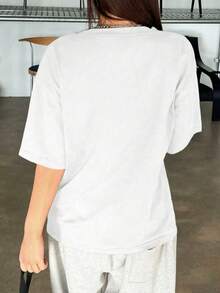 Ladies' Customized Pure Cotton Short Sleeved T-Shirt With The Slogan "Life Is Better Brunette" Printed On It, Soft And Comfortable, For Daily Leisure - White - View 6