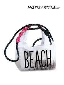 多功能防水 PVC 收納袋，印有「Beach」圖案，抽繩設計，可手提或肩背，適合游泳、健身、海灘、潛水、夏季度假及日常使用。輕量便攜，優異的防水防潑效果，大容量，可收納化妝品、盥洗用品、毛巾、泳衣、運動服等，女性教師理想禮物，郵輪旅行必備 - 彩色 - 查看 18