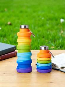 Daily Use Silicone Folding Water Cup With Screw Lid, Sports Outdoor Portable Collapsible Water Bottle - Multicolor - View 9