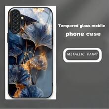 Metallic Paint Tempered Glass Phone Case Suitable For Samsung Galaxy A14 A24 4G A04 A04S A05 A05S A06 AiPhone13 A15 AiPhone16 A22 A23 A24 A25 A26 A32 A33 A34 A35 A52 A52S A53 A54 A55 A56 5G Galaxy S21 S23 S24 25 FE S22 Plus Ultra 25 Edge Fashion Beauty Soft - Black - View 4