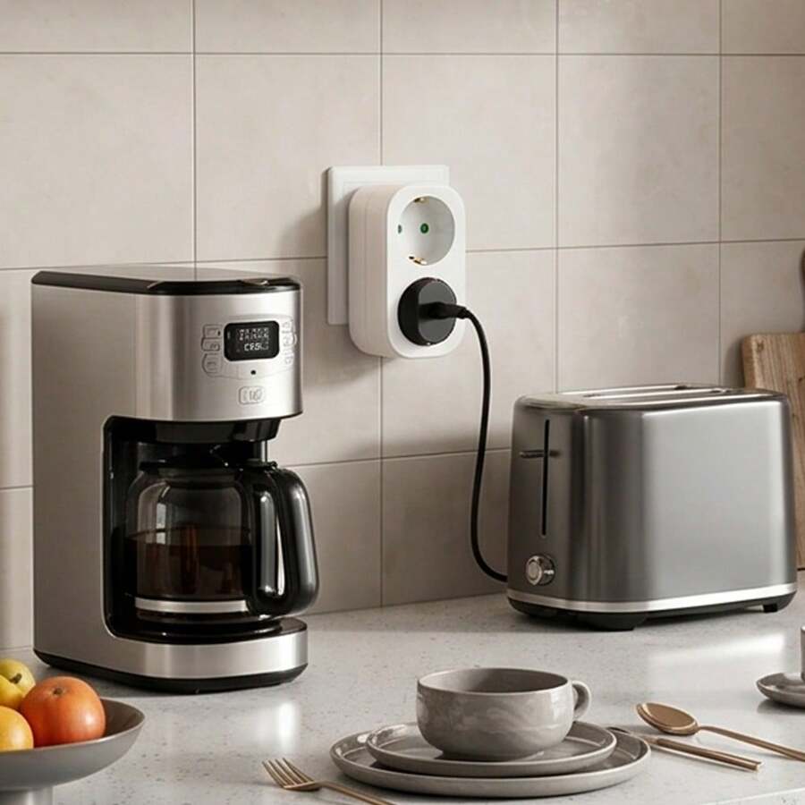 1pc Schuko Adapter Socket, No Cable, 250V/16A, Space-Saving Multi-Function Outlet, Suitable For Office/Home - 歐規F型插(220-240V) - 查看 1