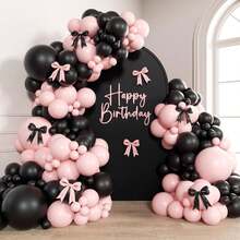 Pink & Black Balloon Arch Kit, Includes 18", 10", 5" Different Size Balloons And Bows, Suitable For Birthday, Wedding, Baby Shower, Bridal Shower And Other Party Decorations - Bow Theme - View 9