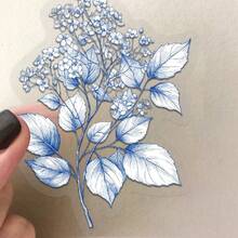 50pcs Blue And White Floral Patterns Flower Stickers / For Skating And Cycling / Luggage / Diary Notebooks / Phone Cases / Fridge Guitar Skateboard Decoration / Valentine's Day Limited Edition And Other Holidays Perfect Gift - 1 Set - View 5