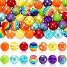 50 piezas de cuentas de burbuja con rayas arcoíris, mezcla de cuentas de resina acrílica con strass de 20mm de colores, para bolígrafos de cuentas hechos a mano DIY, llaveros, cuentas sueltas - Multicolor - Ver 4