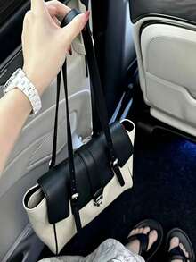 2026 New Luxury Niche High-End Linen Patchwork Large Capacity Underarm Bag Versatile Commute Handbag Shoulder Bag - White - View 3