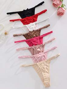 8er Set Damen Sexy Höschen, Schleife Dekor, niedrige Taille, weich und bequem Damen Unterwäsche Set - Verschiedenfarbig - Übersicht 2