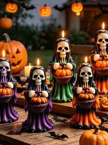 Multifunctional Skull Pumpkin Man Resin Craft Silicone Candle Mold, Smooth Surface Easy To Clean And Quick Release, Specially For Making Aromatherapy Decor, Halloween Surprise Gifts, Unique Pumpkin Skull Human-Shaped Holiday Decoration - A - View 5