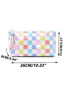 Tassel Striped Makeup Bag, Large Capacity Cosmetic Storage Bag, Color-Block Travel Portable Makeup Bag - Multicolor - View 3
